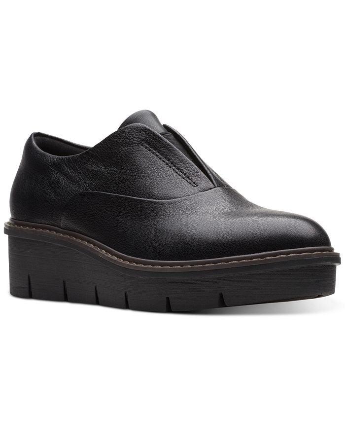 Sapatilhas femininas Clarks Airabell Sky Slip On, pretas, tamanho 7,5 M