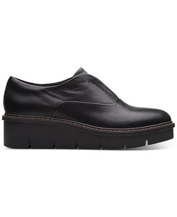 Sapatilhas femininas Clarks Airabell Sky Slip On, pretas, tamanho 7,5 M