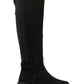 Botas de montaria femininas Clarks Caroline com zíper e fivela, pretas, tamanho 7 M