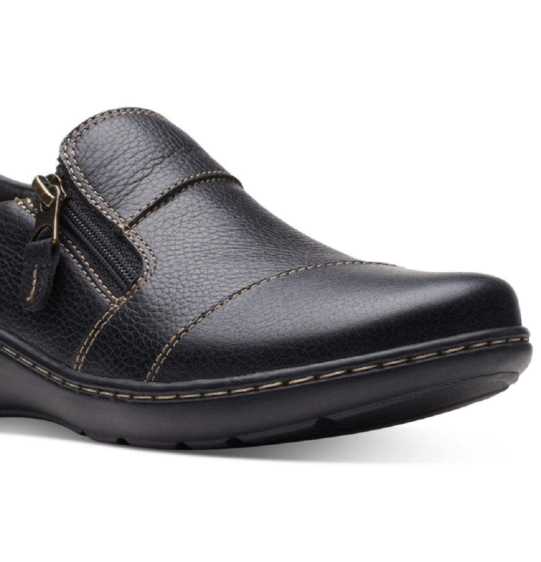 Sapatos Clarks Femininos Cora Harbor Zip Flats Pretos Tamanho 7,5 M