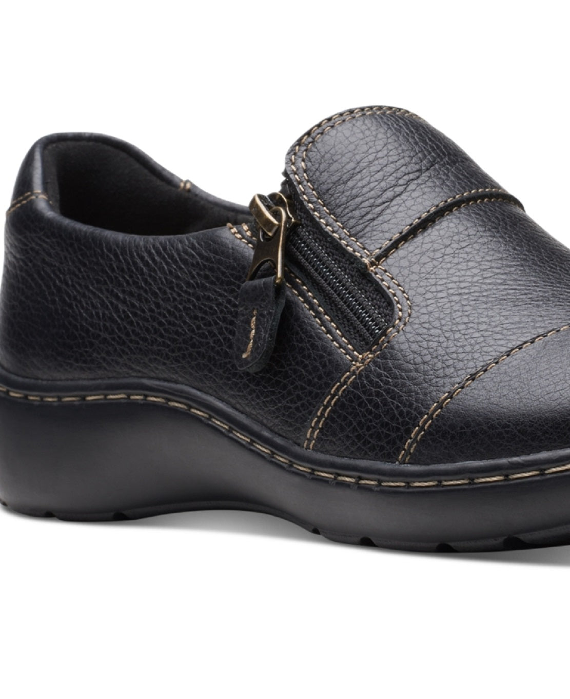 Sapatos Clarks Femininos Cora Harbor Zip Flats Pretos Tamanho 7,5 M