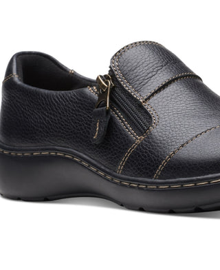Sapatos Clarks Femininos Cora Harbor Zip Flats Pretos Tamanho 7,5 M