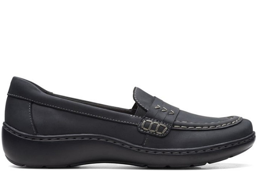 Clarks Cora Shay Slip On Moc Toe Loafer Flats Feminino Preto Tamanho 8,5 W