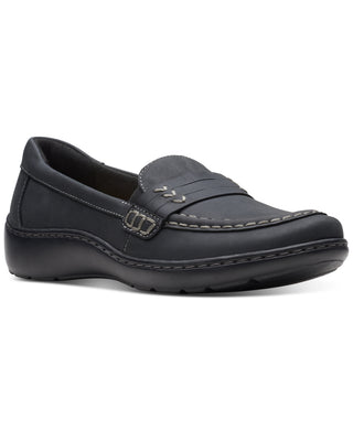Clarks Women's Cora Shay Slip On Moc Toe Loafer Flats Black Size 8.5 W