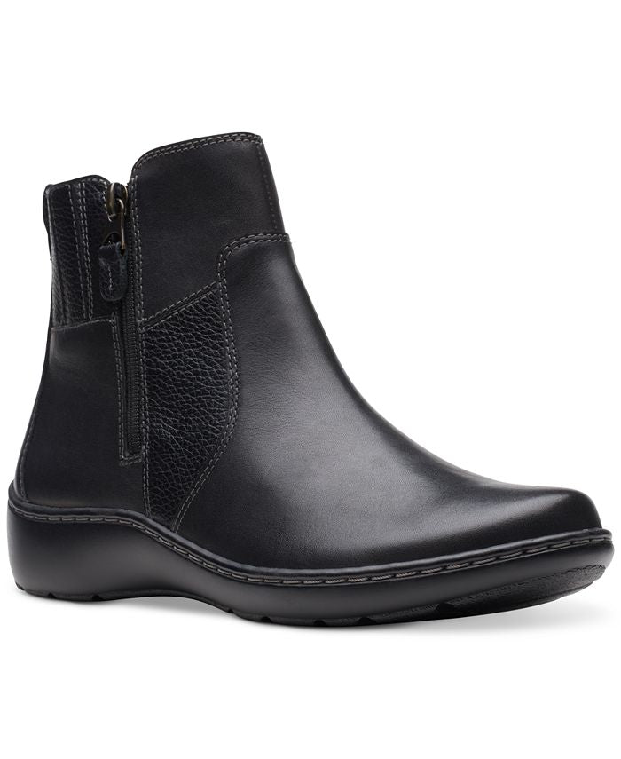 Botas femininas Clarks Cora Grace com zíper, pretas, tamanho 6 M