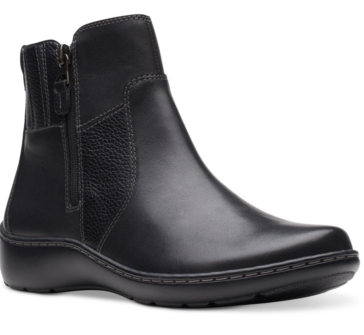 Botas femininas Clarks Cora Grace com zíper, tamanho 9, pretas, W