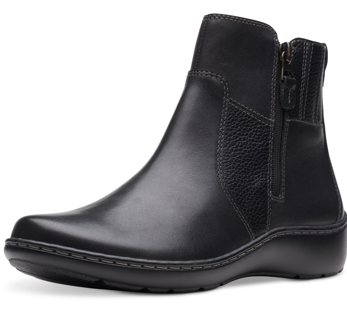 Botas femininas Clarks Cora Grace com zíper, tamanho 9, pretas, W