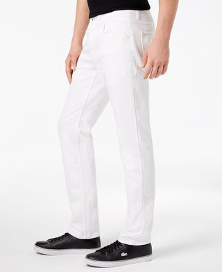 Calça jeans masculina justa e reta, modelo Berlin Denim, da INC International Concepts, branca, tamanho 33x30