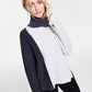 Suéter feminino French Connection Soft Stretch com gola alta, cinza, tamanho médio