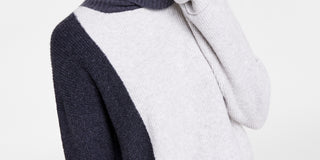 Suéter feminino French Connection Soft Stretch com gola alta, cinza, tamanho médio