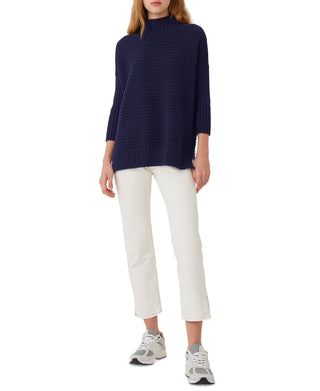 Suéter feminino French Connection com ombros caídos, azul, tamanho médio
