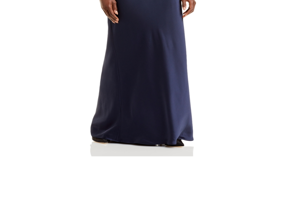 Vestido de cetim azul marinho feminino Amsale tamanho 14