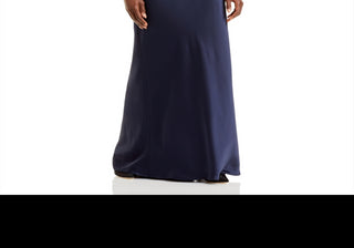 Amsale Women's Navy One-Shoulder Satin Gown Size 14