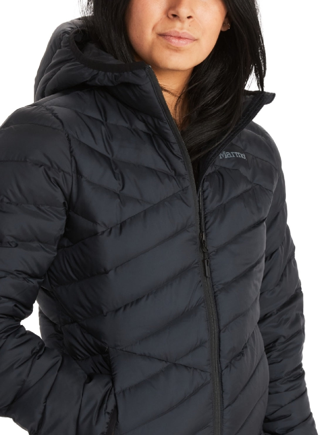 Jaqueta de plumas Highlander feminina Marmot preta tamanho X-S