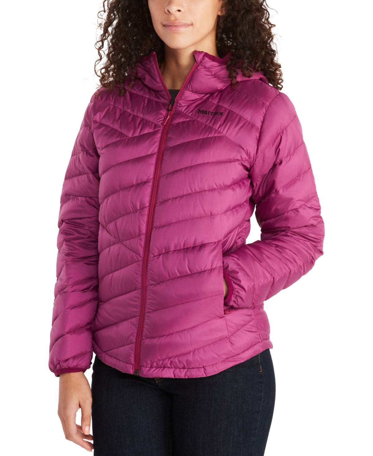 Jaqueta de plumas Highlander feminina Marmot rosa tamanho grande