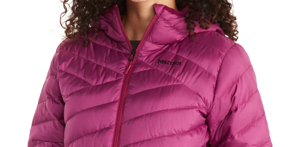 Jaqueta de plumas Highlander feminina Marmot rosa tamanho grande