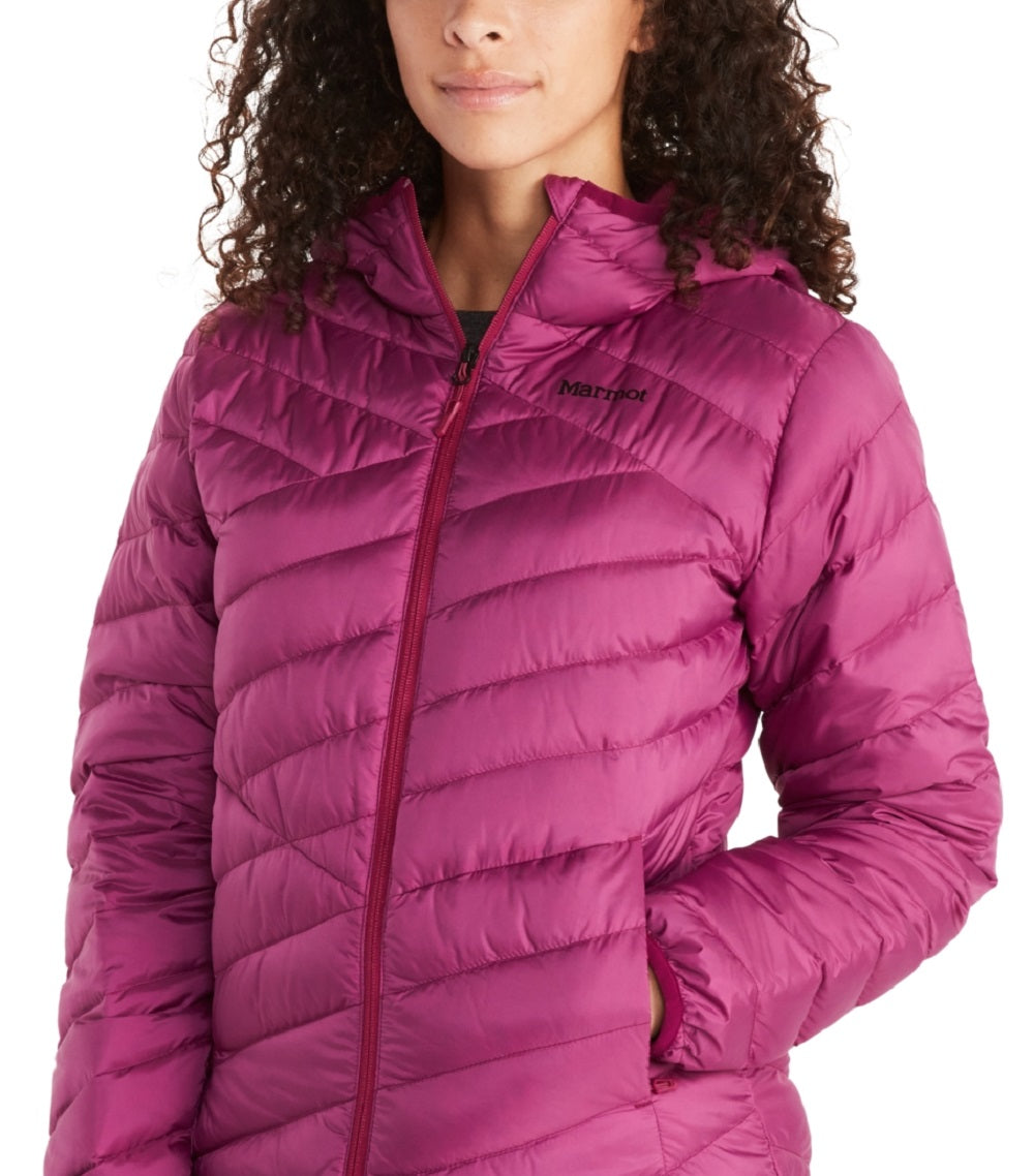 Jaqueta de plumas Highlander feminina Marmot rosa tamanho extragrande