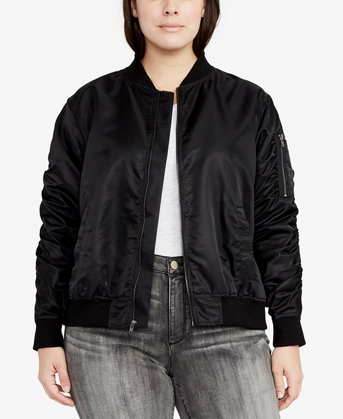 Jaqueta bomber feminina Rachel Roy Trendy Plus, preta, tamanho 3X