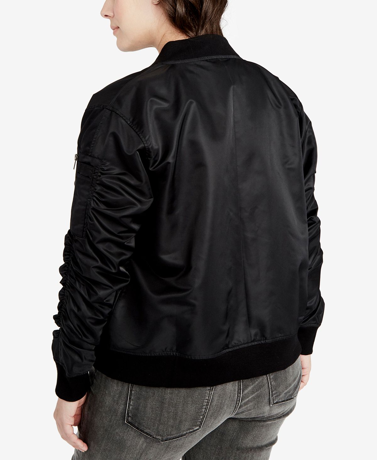 Jaqueta bomber feminina Rachel Roy Trendy Plus, preta, tamanho 3X