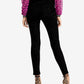 Calça jeans skinny feminina Rachel Roy com estampa animal e veludo, preta, tamanho 32