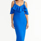Vestido feminino Rachel Roy com decote em V e babados, azul, tamanho extrapequeno
