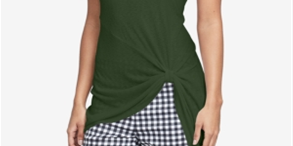 RACHEL Rachel Roy Feminino Twisted High Low Top Verde Tamanho Médio