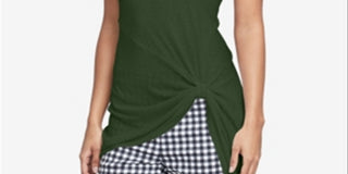 RACHEL Rachel Roy Feminino Twisted High Low Top Verde Tamanho Médio