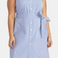 Vestido-camisa listrado Sabrina plus size Rachel Rachel Roy feminino, tamanho 22, azul, comprimento até o joelho