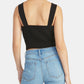 Rachel Roy Reva Cami Top curto com decote quadrado feminino, preto, tamanho extragrande
