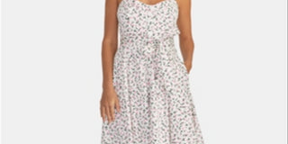 Vestido de verão feminino RACHEL Rachel Roy com estampa justa e evasê, branco, tamanho 8