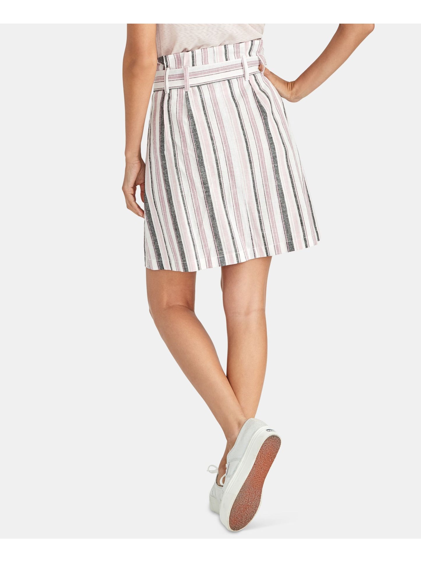 Saia reta listrada de linho Ania feminina Rachel Roy, rosa, tamanho 2