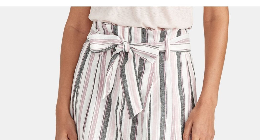 Saia reta listrada de linho Ania feminina Rachel Roy, rosa, tamanho 2