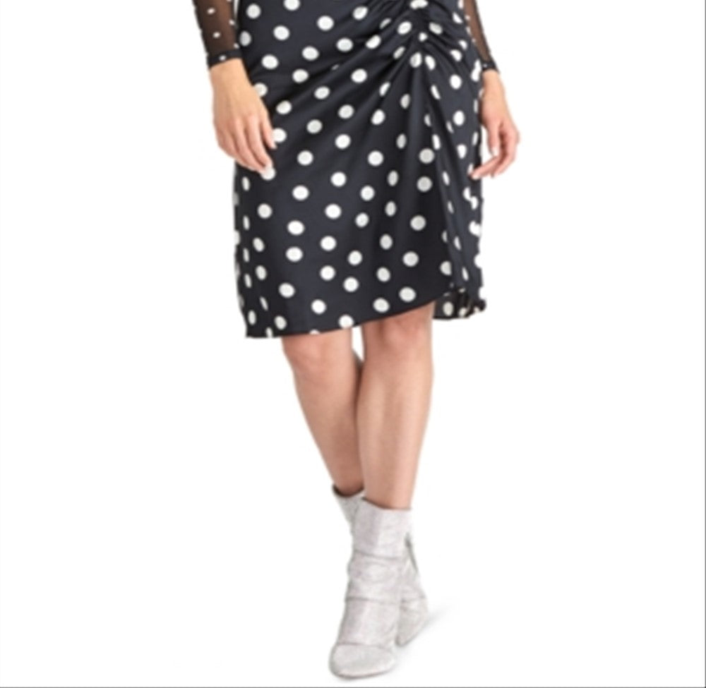 Saia feminina Rachel Roy Susannah com bolinhas e franzido, preta, tamanho 0