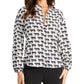 Blusa feminina com estampa de leopardo e botões RACHEL Rachel Roy, preta, tamanho pequeno