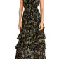 Vestido longo feminino Rachel Roy Issa com estampa texturizada, preto, tamanho 12