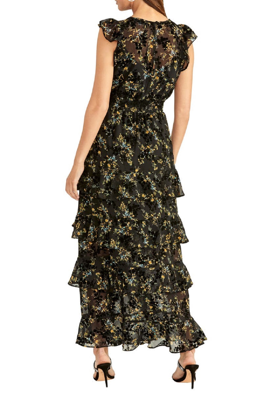 Vestido longo feminino Rachel Roy Issa com estampa texturizada, preto, tamanho 12