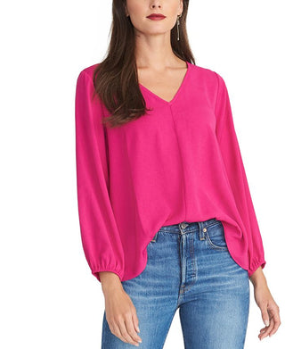 Blusa feminina Rachel Roy com manga 3/4 e decote em V, rosa, tamanho extragrande