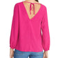 Blusa feminina Rachel Roy com manga 3/4 e decote em V, rosa, tamanho extragrande