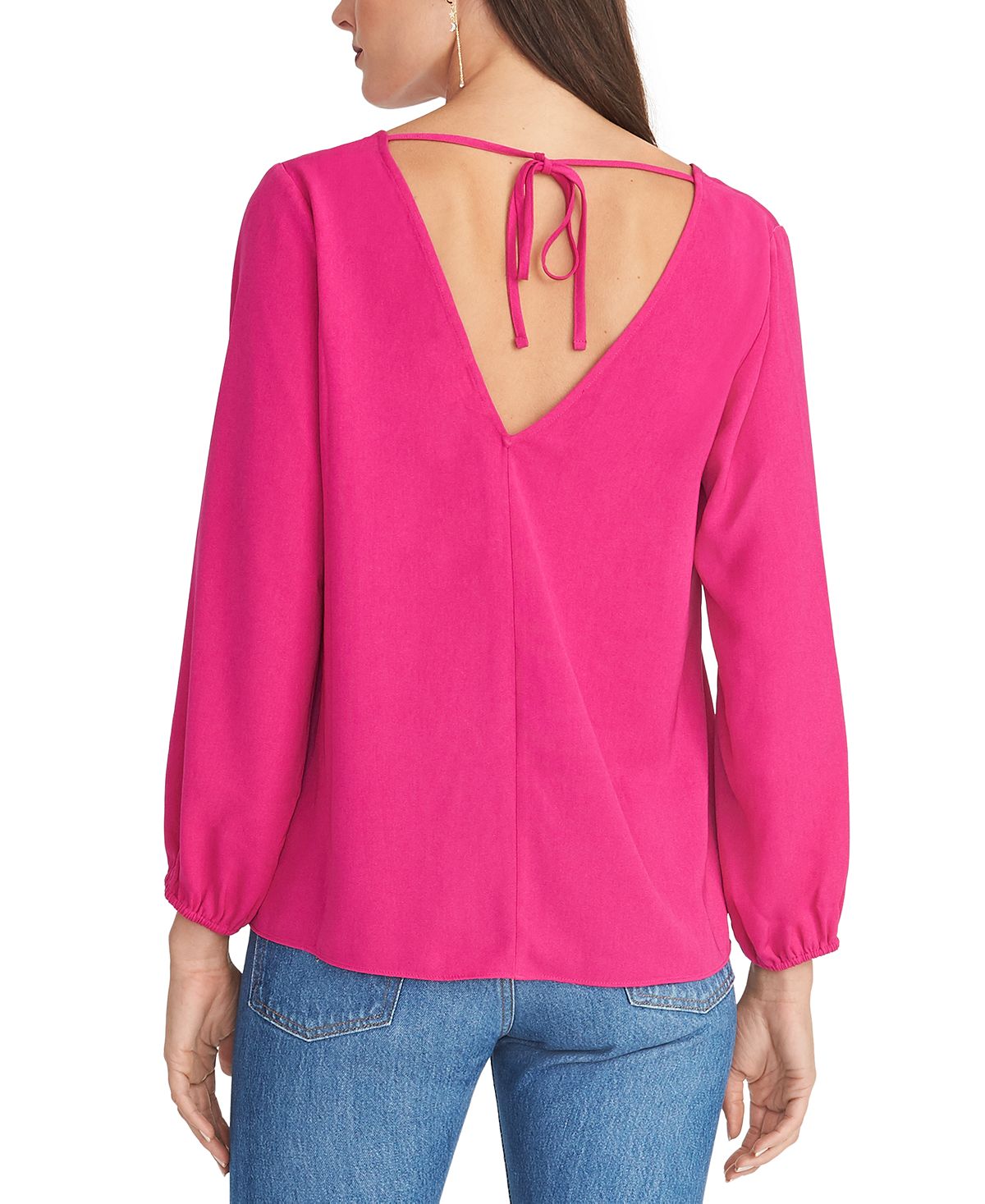 Blusa feminina Rachel Roy com manga 3/4 e decote em V, rosa, tamanho extragrande