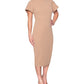 Vestido midi feminino Rachel Roy com mangas franzidas e babados, marrom, tamanho grande