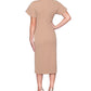 Vestido midi feminino Rachel Roy com mangas franzidas e babados, marrom, tamanho grande