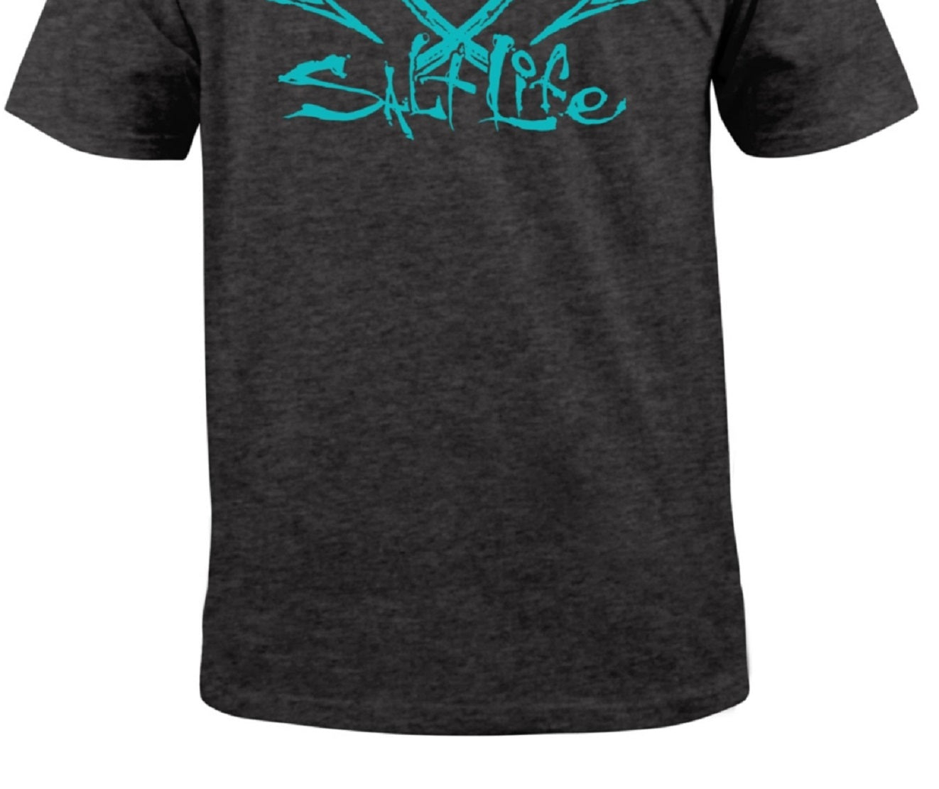 Camiseta masculina Salt Life com bolso e caveira e ganchos, cinza, tamanho médio