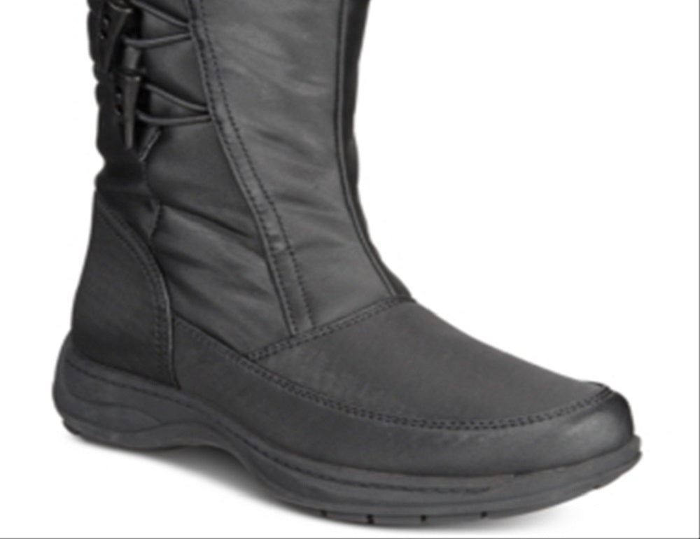 Botas femininas Sporto Dana com bico fechado e cano médio para clima frio, pretas, tamanho 10 M