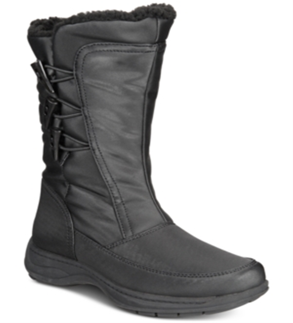 Botas femininas Sporto Dana com bico fechado e cano médio para clima frio, pretas, tamanho 10 M