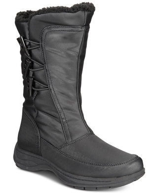 Botas femininas Sporto Dana com bico fechado e cano médio para clima frio, pretas, tamanho 8,5 M