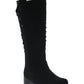 Botas Khmobu Femininas com Acabamento em Botões Rosa, Pretas, Tamanho 8,5 M