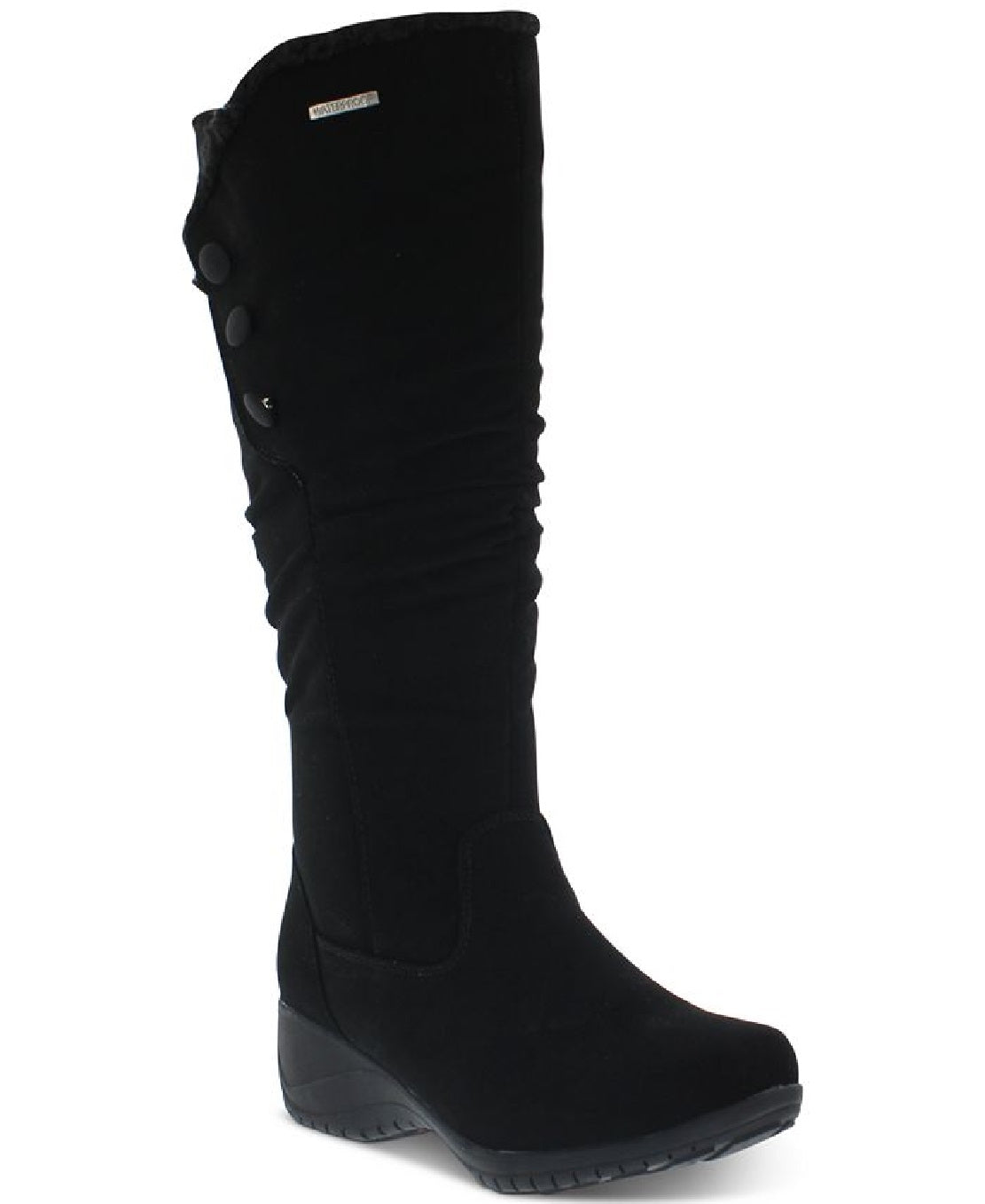 Botas Khmobu Femininas com Acabamento em Botões Rosa, Pretas, Tamanho 8,5 M
