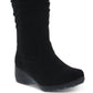 Botas Khmobu Femininas com Acabamento em Botões Rosa, Pretas, Tamanho 8,5 M