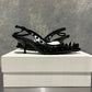 Alexander Mcqueen Sapatos de salto alto gatinho com pontas pretas tamanho 4 para mulheres