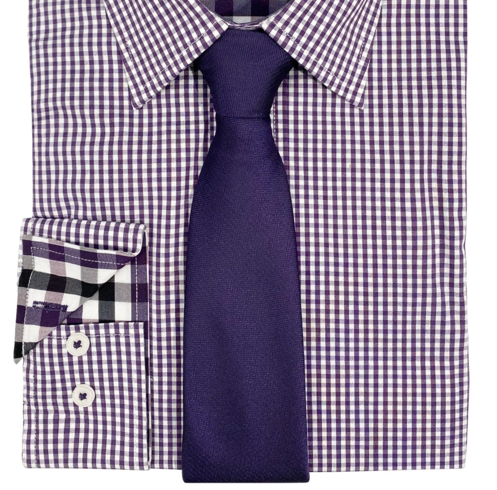 Camisa social masculina Nick Graham Modern Fit e gravata roxa tamanho 15x34x35
